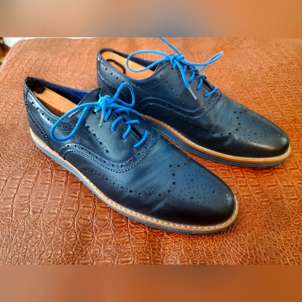 Blue oxfords men's dress shoes